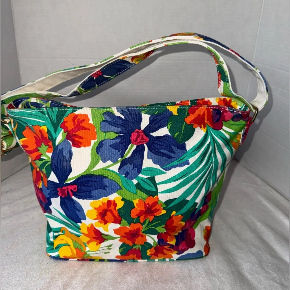 ‼️SOLD‼️90s Liz Claiborne Colorful Tropical Botanical Shoulder/Crossbody Bag - Picture 4 of 14